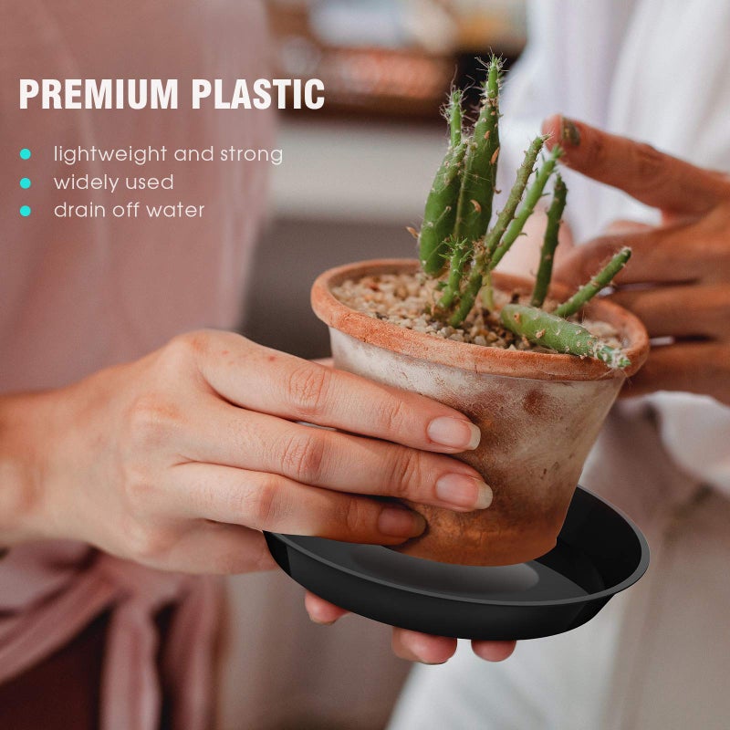 DUNPUTE 6 Pack Plant Saucer 4 6 8 10 12 14 16 18 20 22 Inch Plastic Plant Tray  Sturdy and Durable Flower Pot Container Accessories Plant Pot Saucers for Indoor and Outdoor (6 Inch  Black) - Image 4